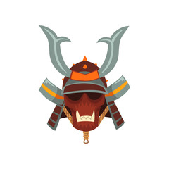 Samurai warrior mask and helmet vector Illustration on a white background