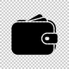 Purse, wallet, money icon. On transparent background.