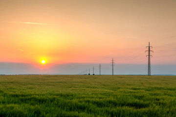 Fototapeta na wymiar Sunrise in Central Bohemians Uplands, Czech Republic. HDR Image