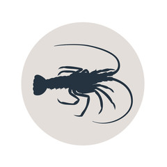 Icono plano silueta langosta en circulo gris