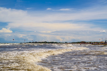 Sottomarina, Italy - June, 14, 2018: sea beach in Sottomarina, Italy
