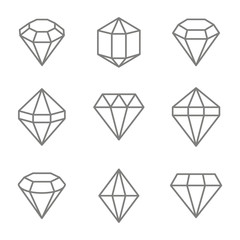 Set of monochrome icons with jewels and diamonds for your design