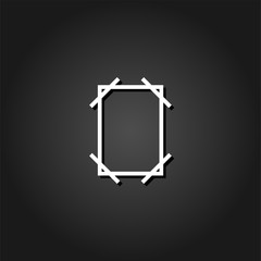 Frame icon flat. Simple White pictogram on black background with shadow. Vector illustration symbol