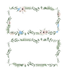 Vector set. Floral frame. Frame border with copy space.