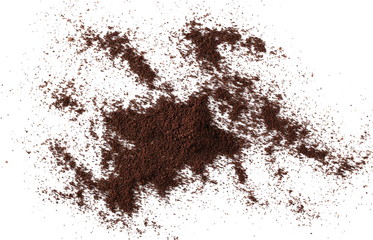 Fototapeta na wymiar Pile of powdered, instant coffee for espresso isolated on white background, top view