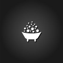 Baby bath icon flat. Simple White pictogram on black background with shadow. Vector illustration symbol