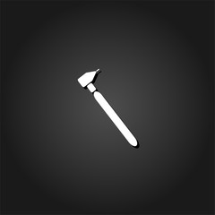 Tooth drilling machine icon flat. Simple White pictogram on black background with shadow. Vector illustration symbol