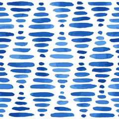 Fototapete Farbenfroh Handgemalter gezeichneter Rautenhintergrund im Blau. Nahtloses Vektormuster