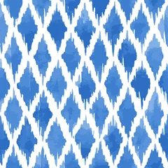 Rugzak Handgeschilderde rommelige rhombuses achtergrond in blauw. Naadloos vectorpatroon © IMR