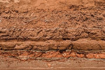 Rocky clay texture on a cliff near the sea