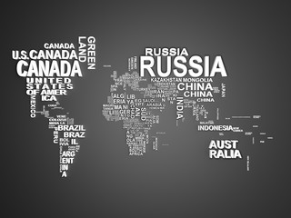Obraz na płótnie Canvas The world map with all states and their names 3d illustration on grey