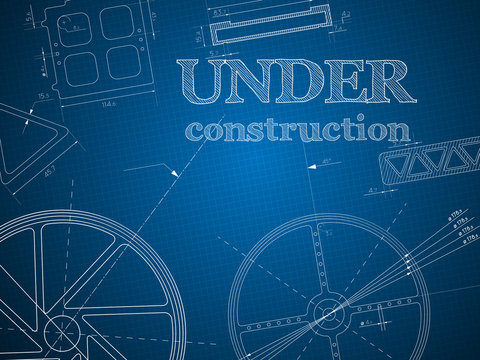 Abstract Blue Print Gear, Under Construction Background