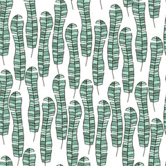 Seamless vector pattern with banana leaves for wrapping, craft, fabric, ceramic, craft