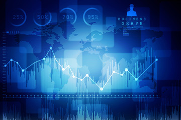 2d rendering Stock market online business concept. business Graph 