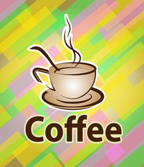 Vector illustration of drawing a cup with coffee, and a coffee spoon