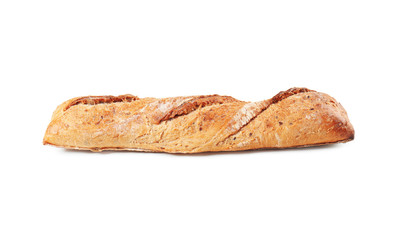 Fresh tasty bread on white background
