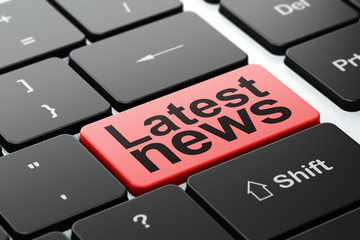 Fototapeta premium News concept: computer keyboard with word Latest News, selected focus on enter button background, 3D rendering
