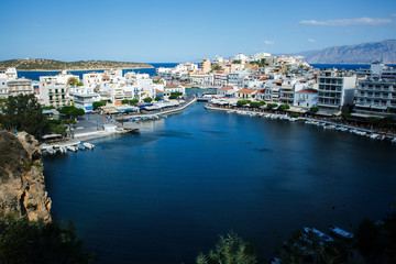 Fototapeta na wymiar Beautiful view of the small bay in Greece. Small sea city