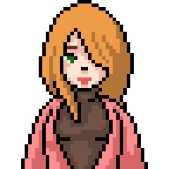 vector pixel art anime girl