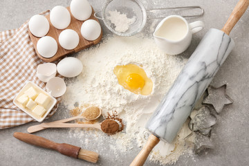 Ingredients for preparing bakery on light table