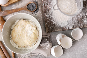 Ingredients for preparing bakery on light table