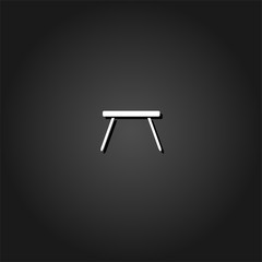 Table icon flat. Simple White pictogram on black background with shadow. Vector illustration symbol