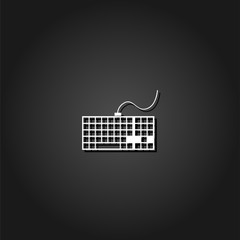 Keyboard icon flat. Simple White pictogram on black background with shadow. Vector illustration symbol