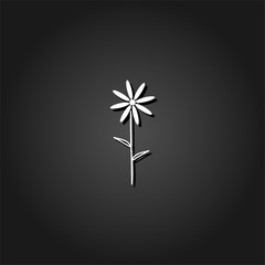 Chamomile icon flat. Simple White pictogram on black background with shadow. Vector illustration symbol