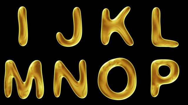 Alphabet from gold isolated on black background.