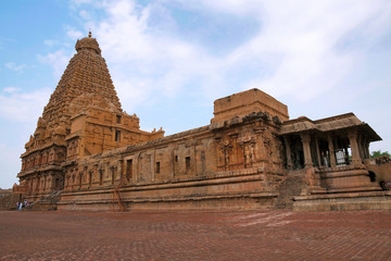 Brihadisvara Temple, Tanjore, Tamil Nadu. View from South East.