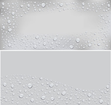 Water drops on grey background and place for your text