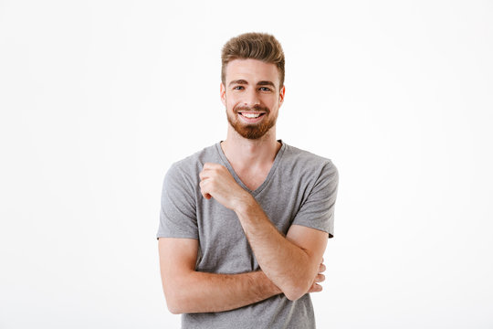 Handsome Young Man Standing Isolated Smiling