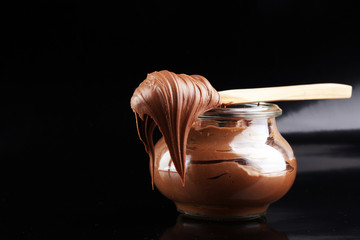 Homemade hazelnut spread in bowl. Hazelnut Nougat cream