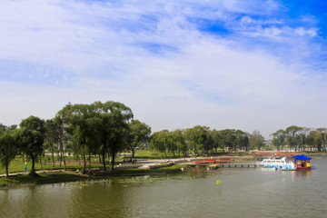 river scenery and blue sky