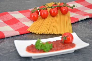 spaghetti on kitchen table