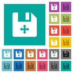 Move file square flat multi colored icons