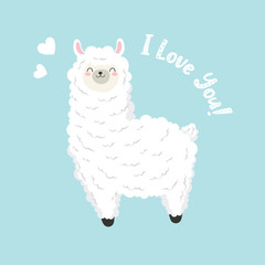 Cute cartoon lama, doodle vector. character sticker patche