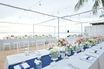Beach Wedding Ceremony on the beach with sea and sky in romantic