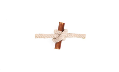 sea rope knot on white isolated background
