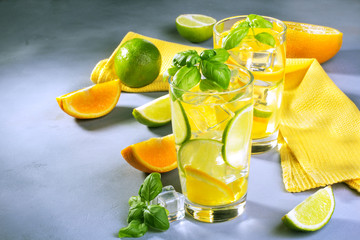 Detox water with slices of orange and lime