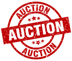 auction round red grunge stamp