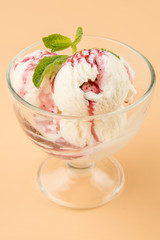 Ice cream topping in a glass beaker