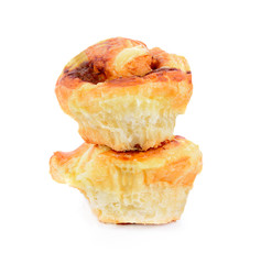 Bread with mayonnaise isolated on white background