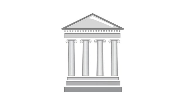 Motion animation of a classical style facade with columns