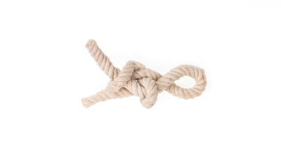 sea rope knot on white isolated background