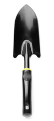 Metal shovel for gardening on white background