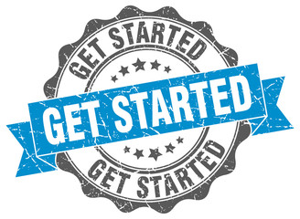 get started stamp. sign. seal