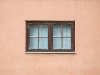 window on the painted wall background. 