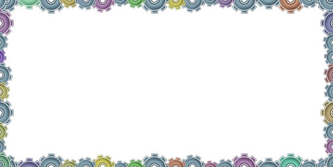 cartoon scene with industrial frame - gear wheels on white background - illustration for children