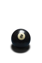Black billiard ball isolated on white background